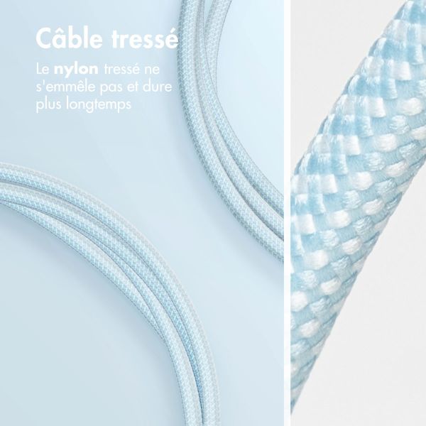 imoshion Câble USB-C vers USB-C - Tressé - 2 mètres - Bleu