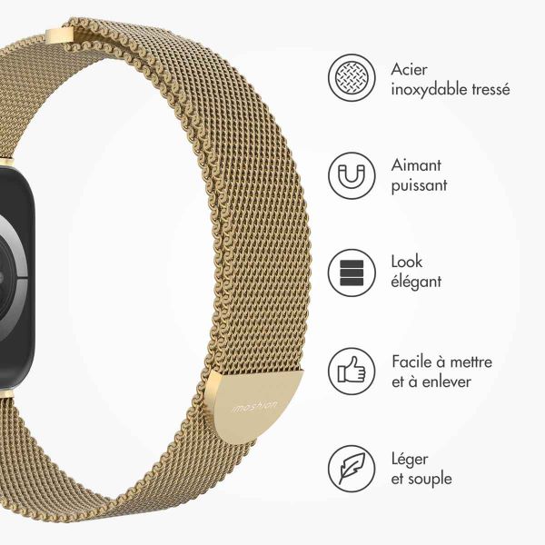 imoshion Bracelet magnétique milanais Apple Watch Series 1-9 / SE - 38/40/41 mm / Series 10 - 42 mm - Taille S - Champagne