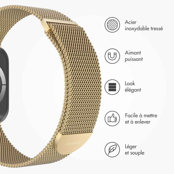 imoshion Bracelet magnétique milanais Apple Watch Series 1-9 / SE - 38/40/41 mm / Series 10 - 42 mm - Taille M - Champagne