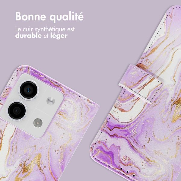 imoshion Étui de téléphone portefeuille Design Xiaomi Redmi Note 13 (5G) - Purple Marble