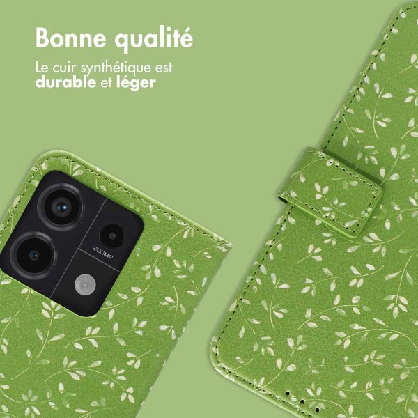 imoshion Étui de téléphone portefeuille Design Xiaomi Redmi Note 13 Pro (5G) / Poco X6 - Green Flowers