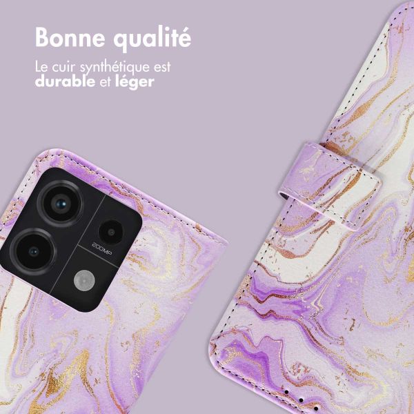 imoshion Étui de téléphone portefeuille Design Xiaomi Redmi Note 13 Pro (5G) / Poco X6 - Purple Marble