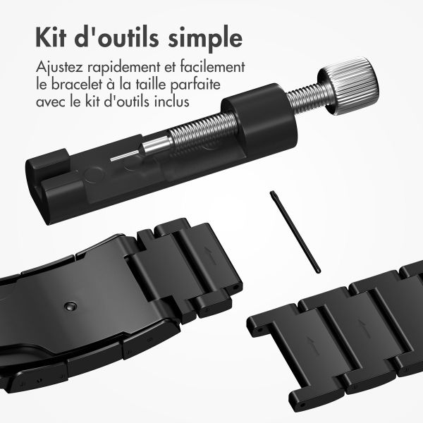 Accezz Bracelet en acier Titane mat pour l'Apple Watch Series 1-9 / SE / Ultra (2) - 42/44/45/49 mm - Noir