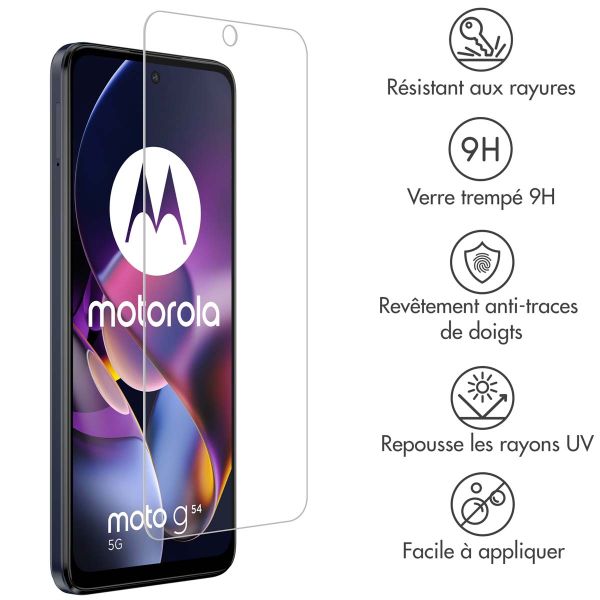 Accezz Protection d'écran en verre trempé Motorola Moto G54 - Transparent