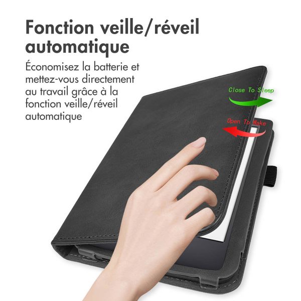 imoshion Étui de liseuse portefeuille avec strap et support Amazon Kindle (2022) 11th gen - Noir