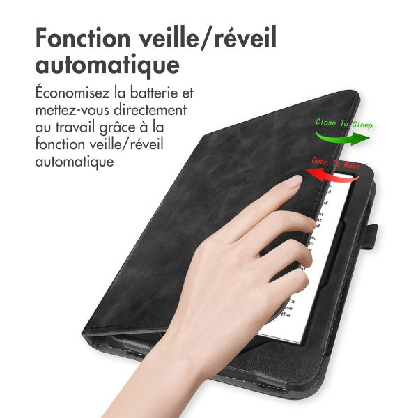 imoshion Étui de liseuse portefeuille avec strap et support Kobo Clara HD - Noir