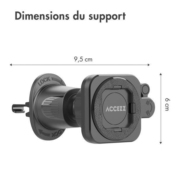 Accezz EasyLock Support de téléphone de voiture - Grille de ventilation - Universel - Rotation à 360 degrés - Noir