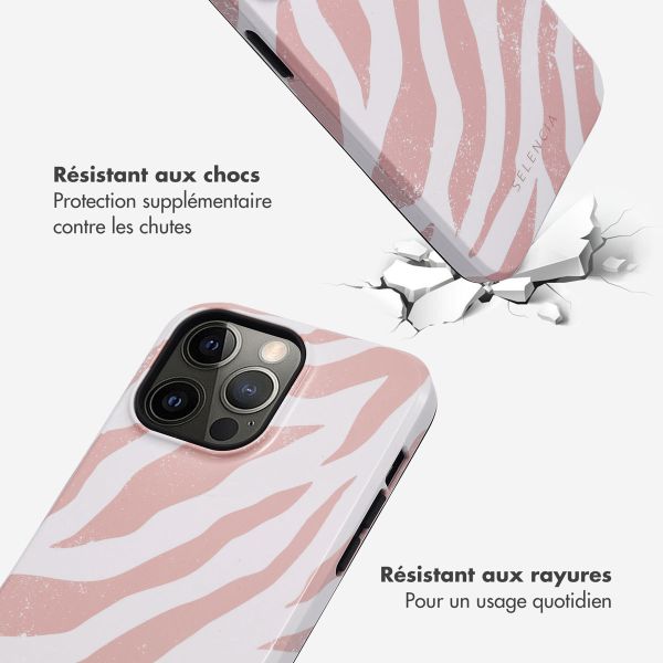 Selencia Coque arrière Vivid iPhone 14 Pro Max - Colorful Zebra Old Pink