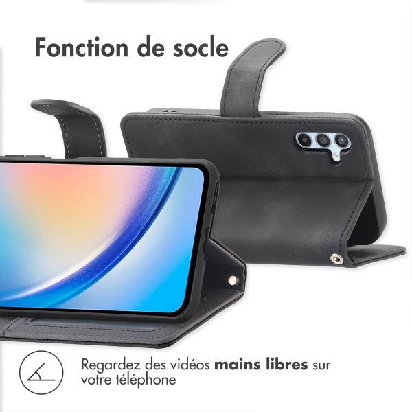 imoshion Etui de téléphone portefeuille avec cordon Samsung Galaxy A34 (5G) - Noir