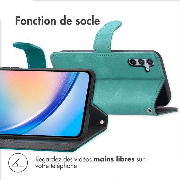 imoshion Etui de téléphone portefeuille avec cordon Samsung Galaxy A34 (5G) - Turquoise