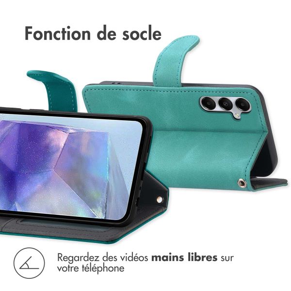 imoshion Etui de téléphone portefeuille avec cordon Samsung Galaxy A55 - Turquoise