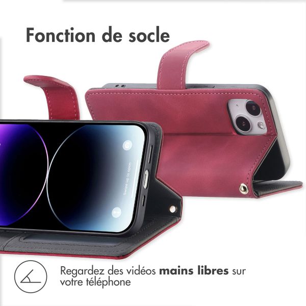 imoshion Etui de téléphone portefeuille avec cordon iPhone 14 - Rouge