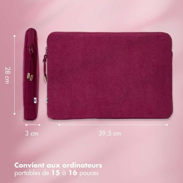 Selencia Pochette ordinateur Corduroy 15-16 pouces - Dark Rose