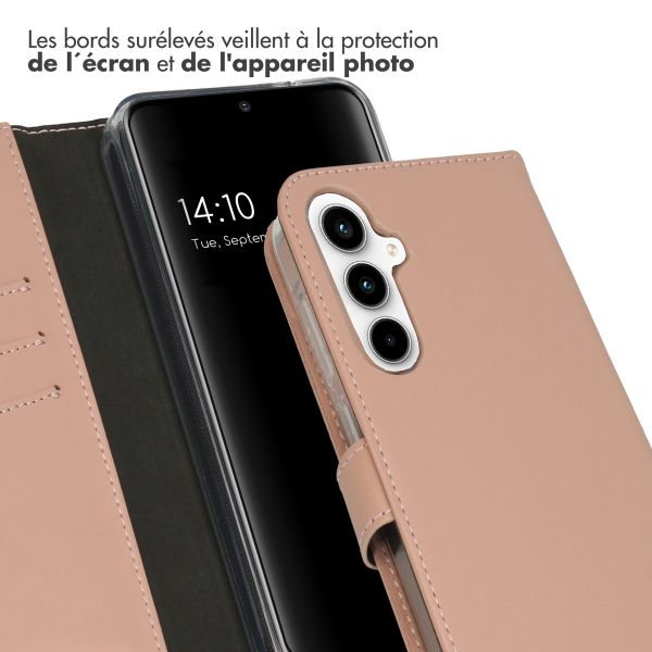 Selencia Étui de téléphone portefeuille en cuir véritable Samsung Galaxy A35 - Dusty Pink