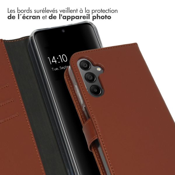 Selencia Étui de téléphone portefeuille en cuir véritable Samsung Galaxy A15 (5G/4G) - Brun clair