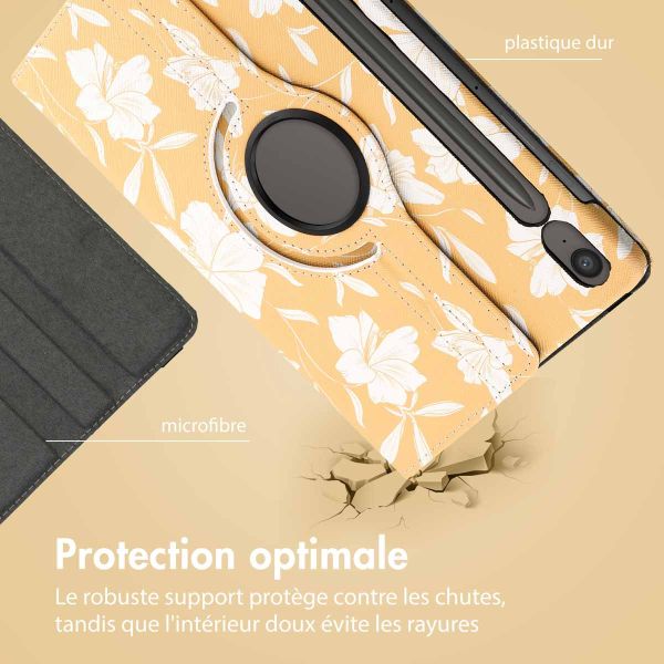 imoshion Coque tablette Design rotatif à 360° Samsung Galaxy Tab S9 FE - Yellow Flowers