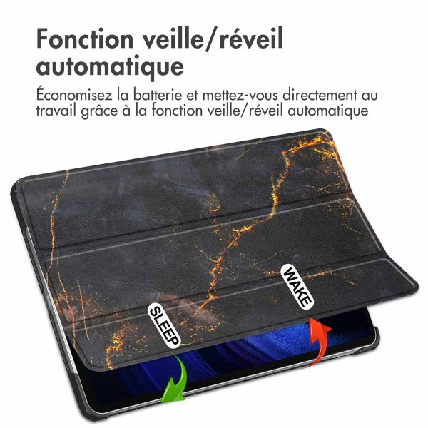 iMoshion Coque tablette Design Trifold Xiaomi Pad 6 / 6 Pro - Black Marble