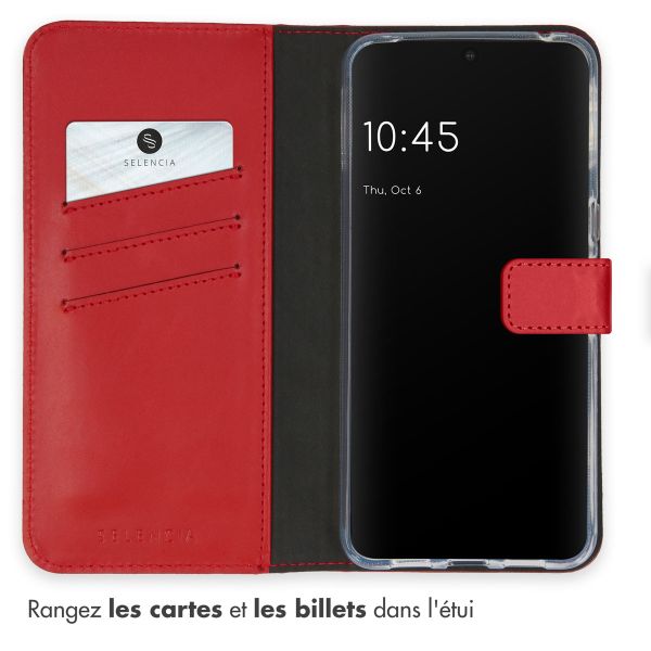 Selencia Étui de téléphone portefeuille en cuir véritable Google Pixel 8 Pro - Rouge