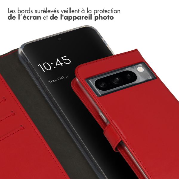 Selencia Étui de téléphone portefeuille en cuir véritable Google Pixel 8 Pro - Rouge