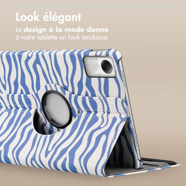 iMoshion Coque tablette Design rotatif à 360° Xiaomi Redmi Pad SE - White Blue Stripes