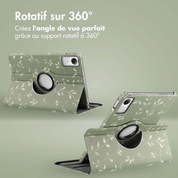 iMoshion Coque tablette Design rotatif à 360° Xiaomi Redmi Pad SE - Green Flowers