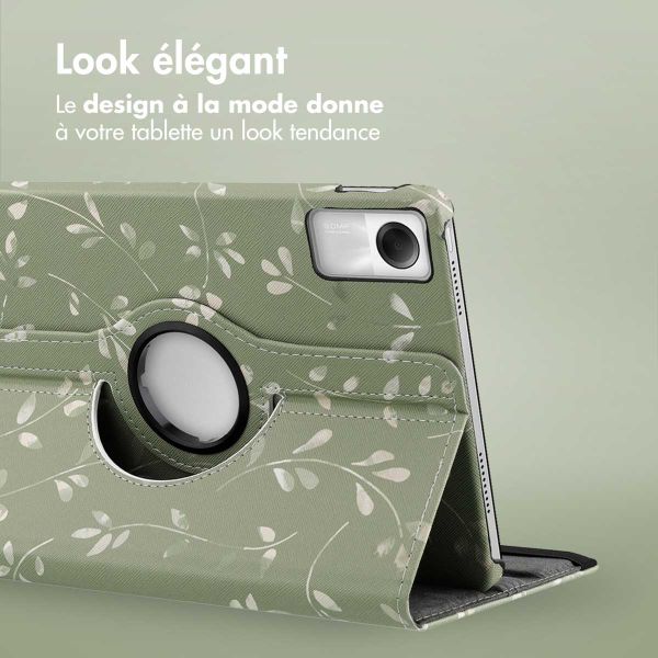 iMoshion Coque tablette Design rotatif à 360° Xiaomi Redmi Pad SE - Green Flowers