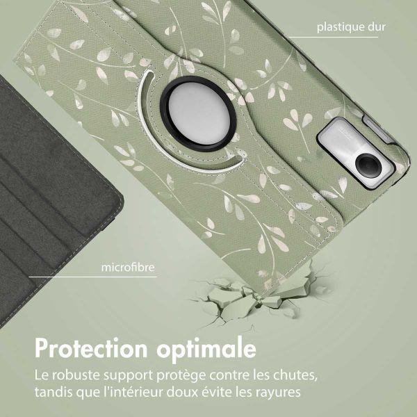 iMoshion Coque tablette Design rotatif à 360° Xiaomi Redmi Pad SE - Green Flowers