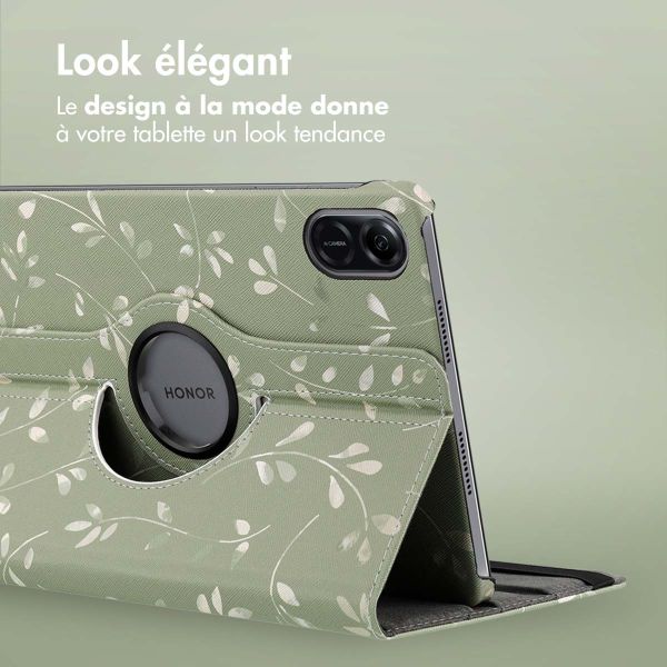 iMoshion Coque tablette Design rotatif à 360° Honor Pad X9 - Green Flowers