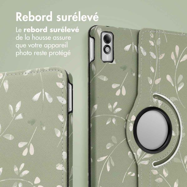 iMoshion Coque tablette Design rotatif à 360° Lenovo Tab M10 5G - Green Flowers