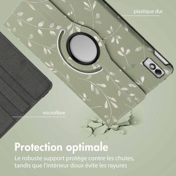 iMoshion Coque tablette Design rotatif à 360° Lenovo Tab M10 5G - Green Flowers