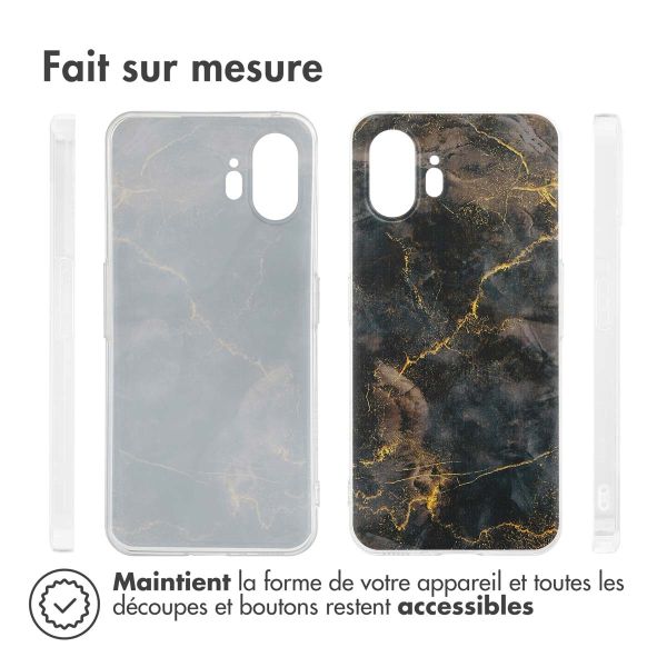 iMoshion Coque Design Nothing Phone (2) - Black Marble