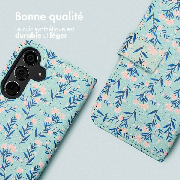 imoshion Étui de téléphone portefeuille Design Samsung Galaxy S24 Plus - Blue Flowers