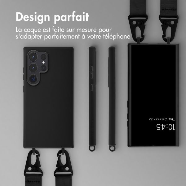 Selencia Coque silicone avec cordon amovible Samsung Galaxy S24 Ultra - Noir