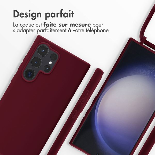 iMoshion Coque en silicone avec cordon Samsung Galaxy S24 Ultra - Rouge foncé