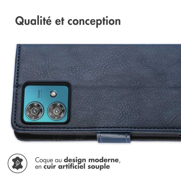 imoshion Étui de téléphone portefeuille Luxe Motorola Edge 40 Neo - Bleu foncé