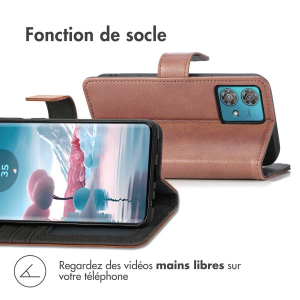 imoshion Étui de téléphone portefeuille Luxe Motorola Edge 40 Neo - Brun