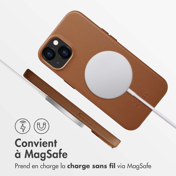 Accezz Coque arrière en cuir avec MagSafe iPhone 13 - Sienna Brown