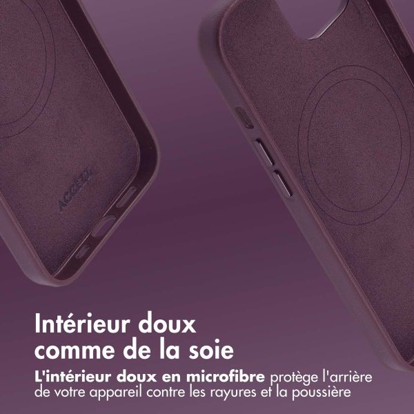 Accezz Coque arrière en cuir avec MagSafe iPhone 14 - Heath Purple