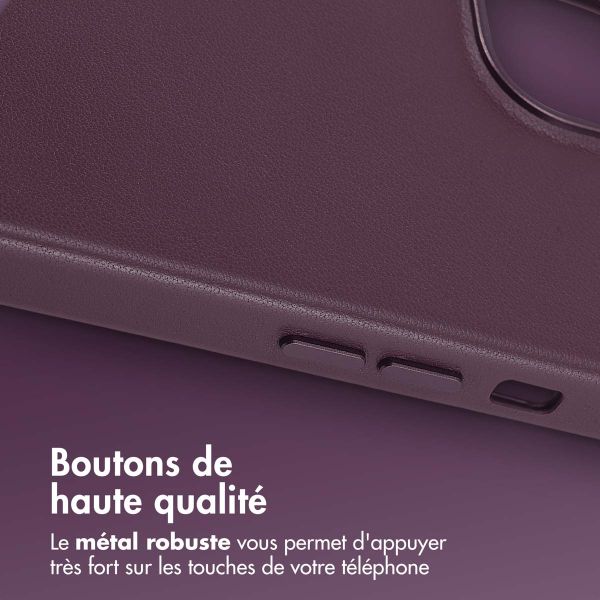 Accezz Coque arrière en cuir avec MagSafe iPhone 14 - Heath Purple