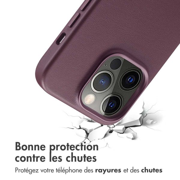 Accezz Coque arrière en cuir avec MagSafe iPhone 14 Pro - Heath Purple