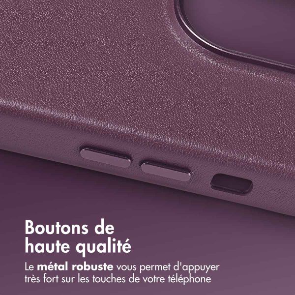 Accezz Coque arrière en cuir avec MagSafe iPhone 14 Pro - Heath Purple