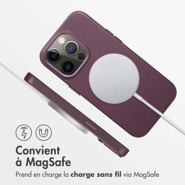 Accezz Coque arrière en cuir avec MagSafe iPhone 14 Pro - Heath Purple