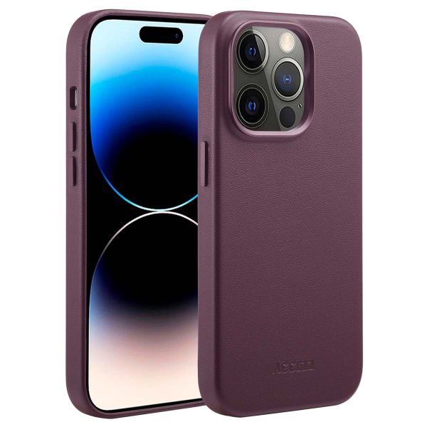 Accezz Coque arrière en cuir avec MagSafe iPhone 14 Pro - Heath Purple