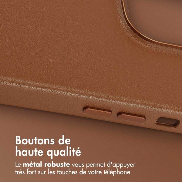 Accezz Coque arrière en cuir avec MagSafe iPhone 14 Pro - Sienna Brown