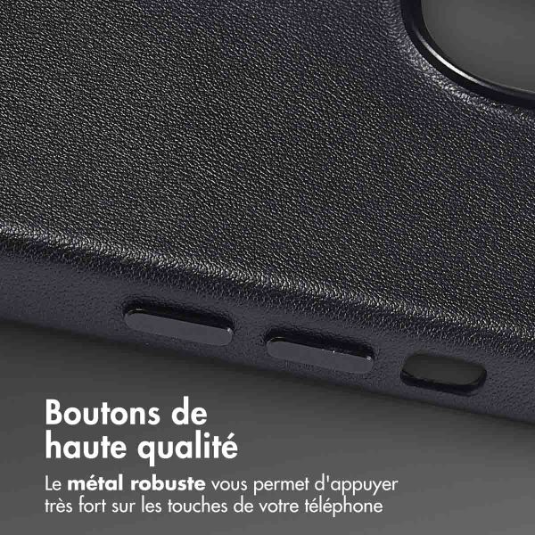 Accezz Coque arrière en cuir avec MagSafe iPhone 15 - Onyx Black