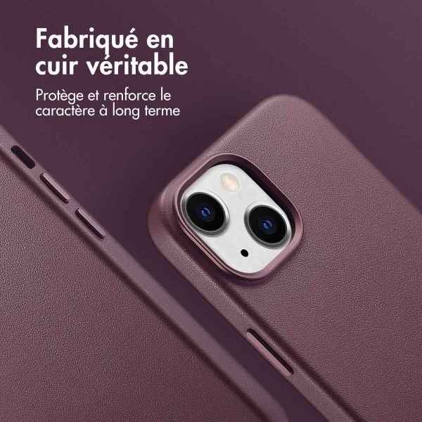 Accezz Coque arrière en cuir avec MagSafe iPhone 15 - Heath Purple
