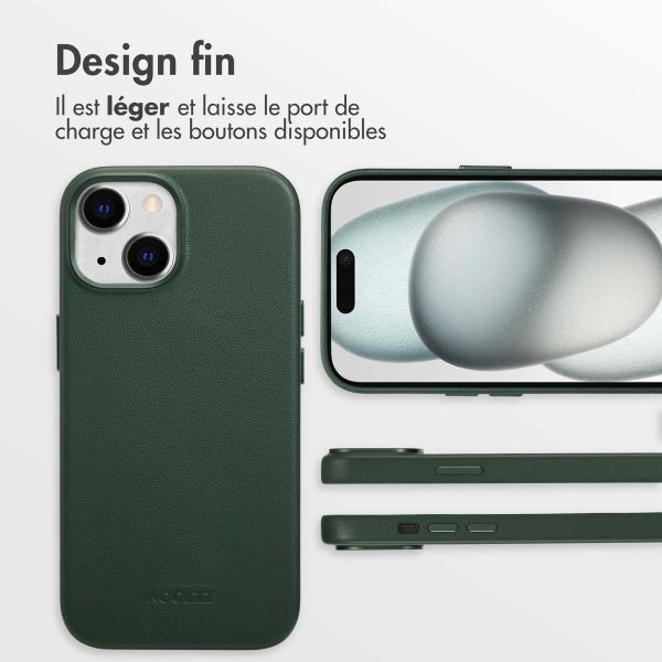 Accezz Coque arrière en cuir avec MagSafe iPhone 15 - Cedar Green