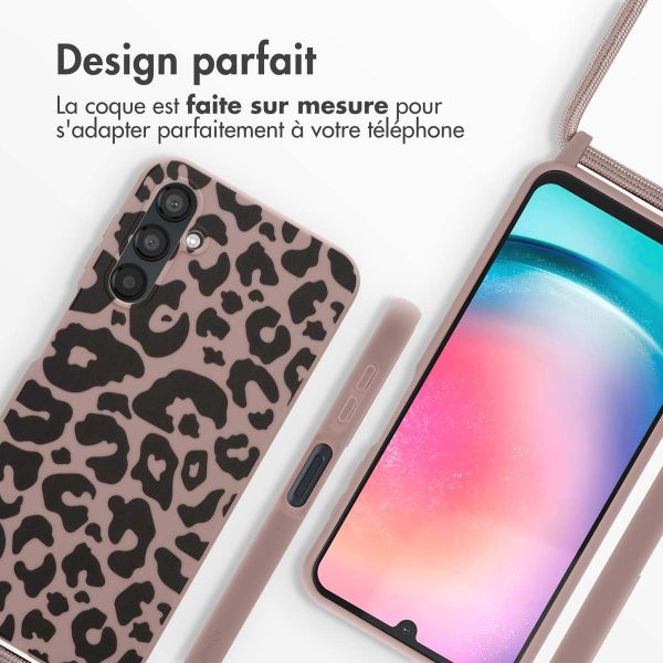 imoshion Coque design en silicone avec cordon Samsung Galaxy A25 (5G) - Animal Pink