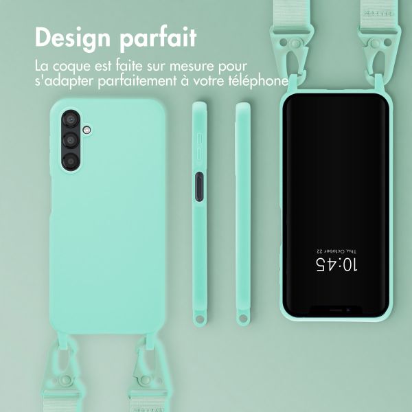 Selencia Coque silicone avec cordon amovible Samsung Galaxy A25 - Turquoise