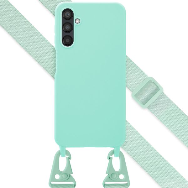 Selencia Coque silicone avec cordon amovible Samsung Galaxy A25 - Turquoise